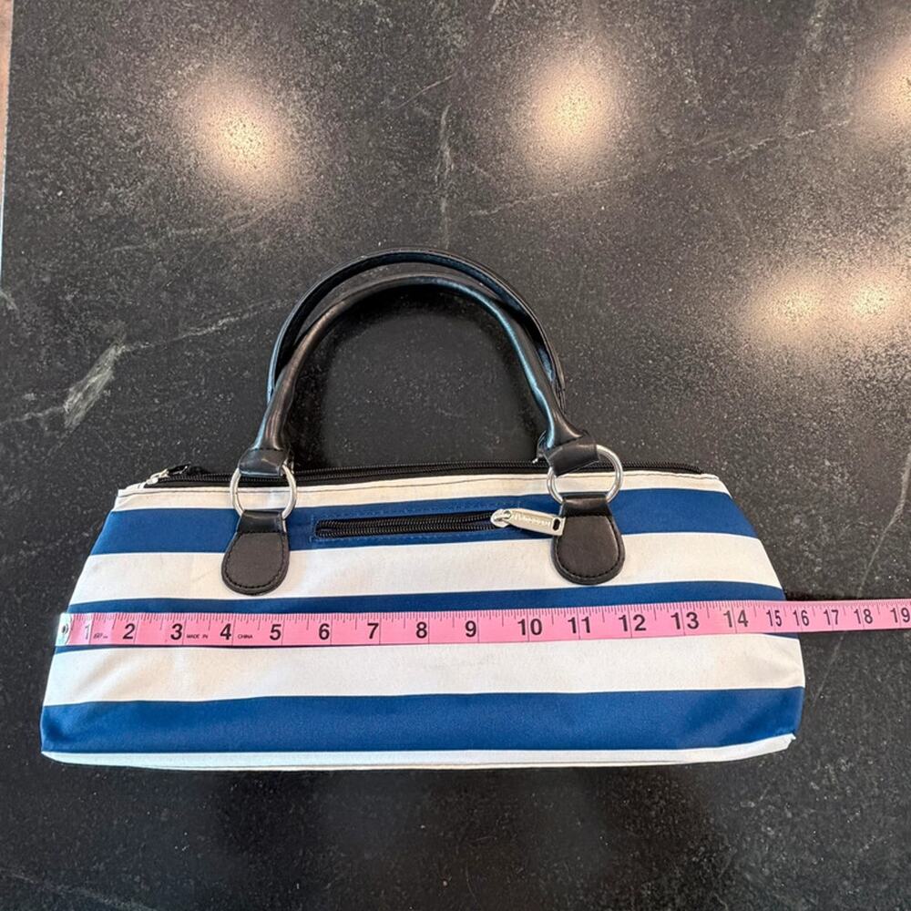 Blue White Striped Insulated Wine Cooler Purse w Opener - Picture 6 of 11